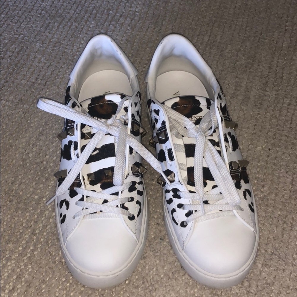 Valentino Rockstud Leopard Leather Sneaker